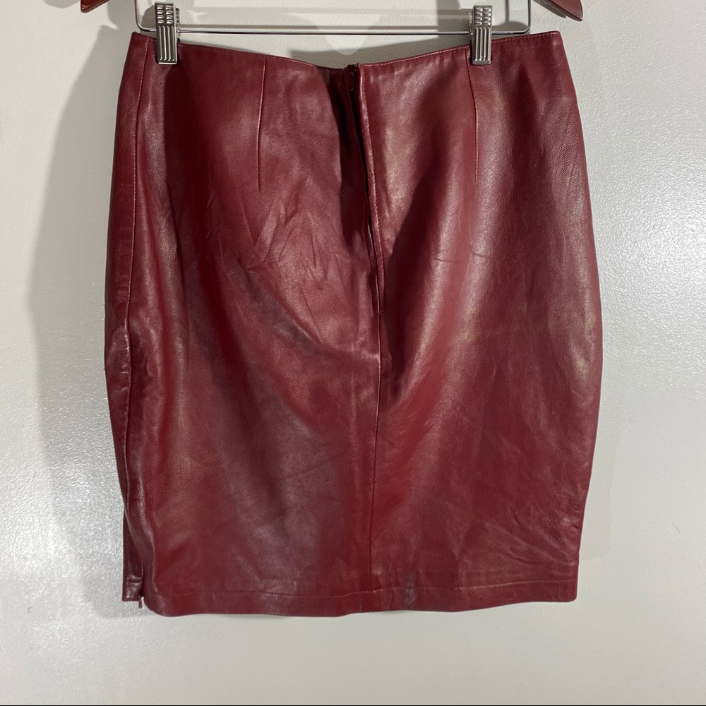 Vintage Red Leather Skirt - Picture 7 of 14